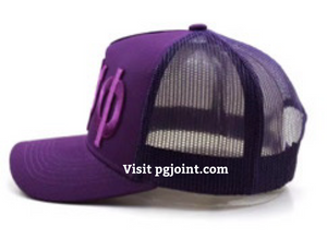 Purple on purple ΩΨΦ trucker hat Omega Psi Phi