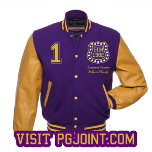 Purple and gold letterman jacket