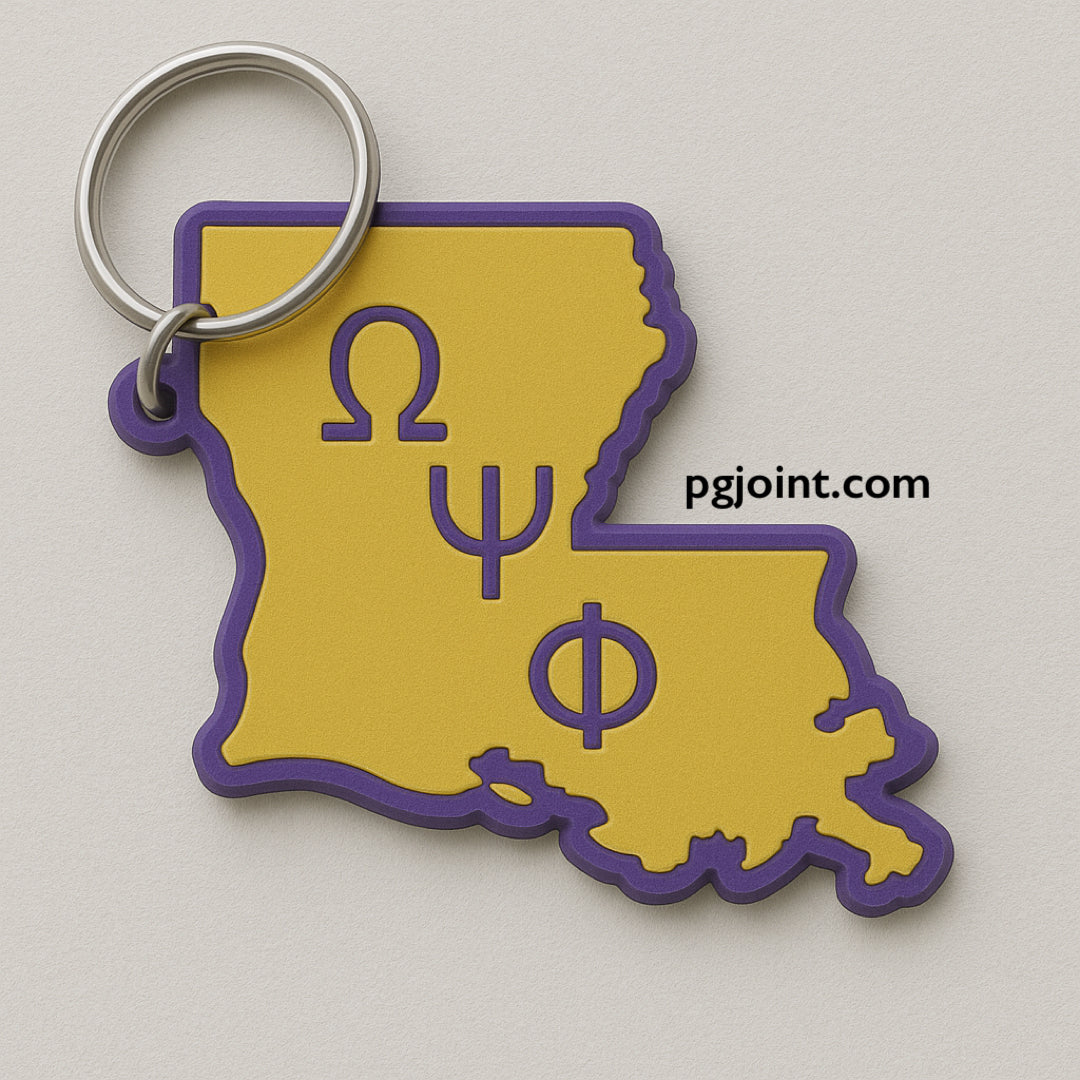 Texas or Louisiana Omega Psi Phi keychain