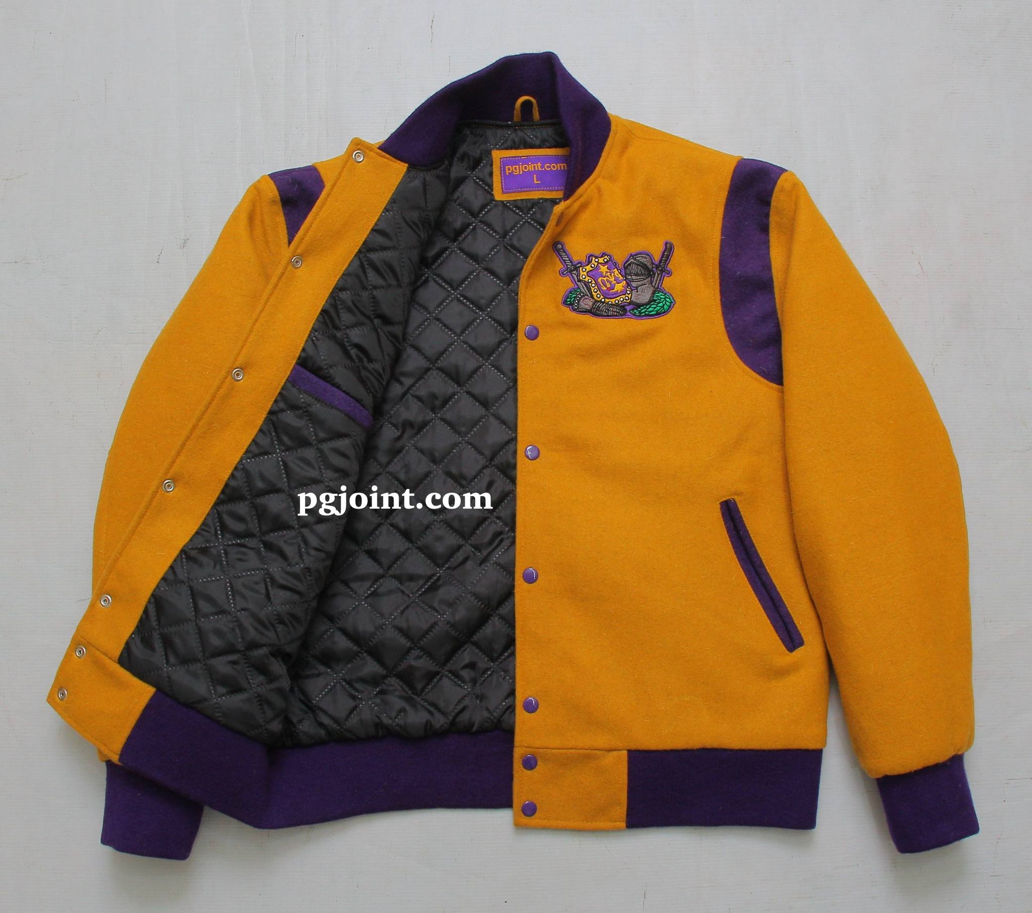 Wool broken armor letterman jacket