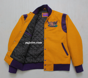 Wool broken armor letterman jacket