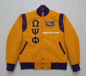 Wool broken armor letterman jacket