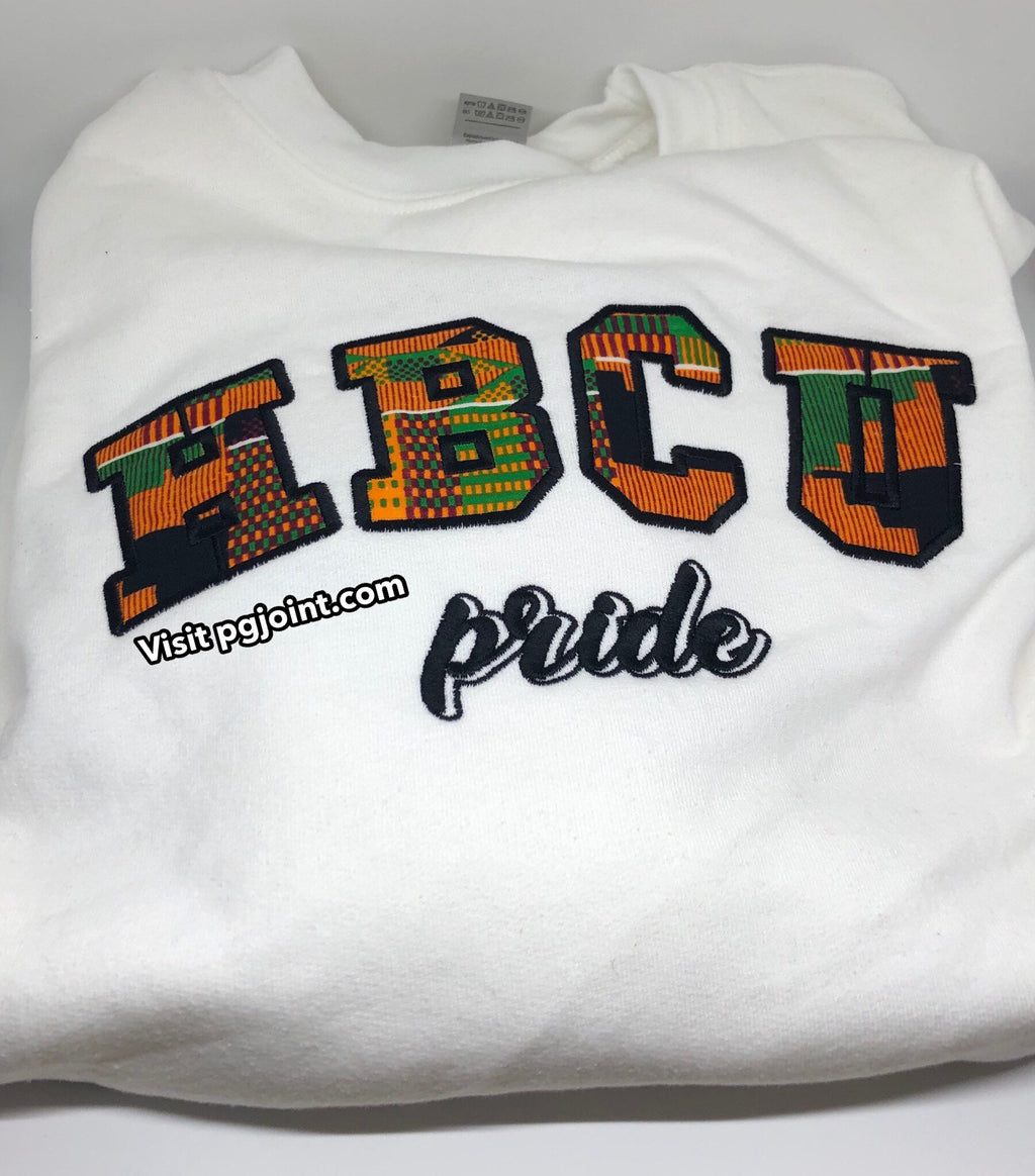 HBCU pride embroidered Kente sweatshirt or hoodie