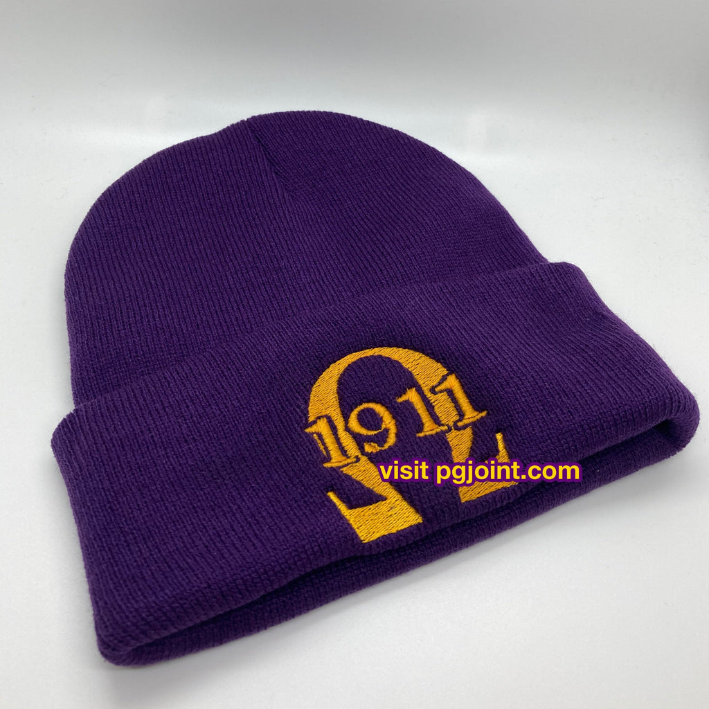 1911 embroidered beanie for Omega Psi Phi