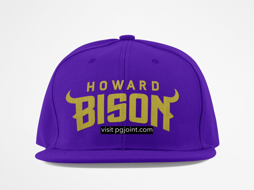 Embroidered purple and gold bison SnapBack