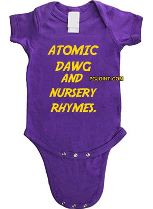 Atomic Dawg and nursery rhymes onesie