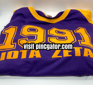 Purple/Gold baseball tee