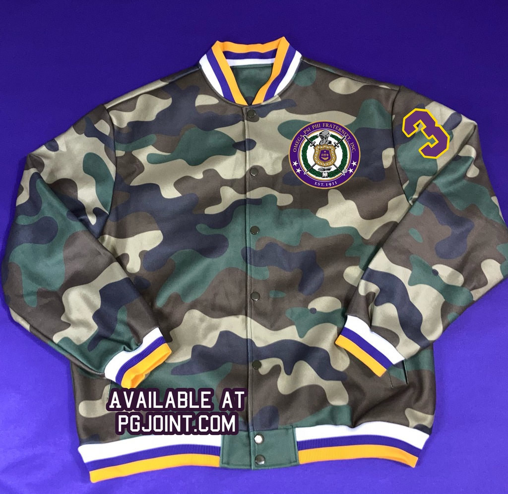 Camo Letterman Line jacket