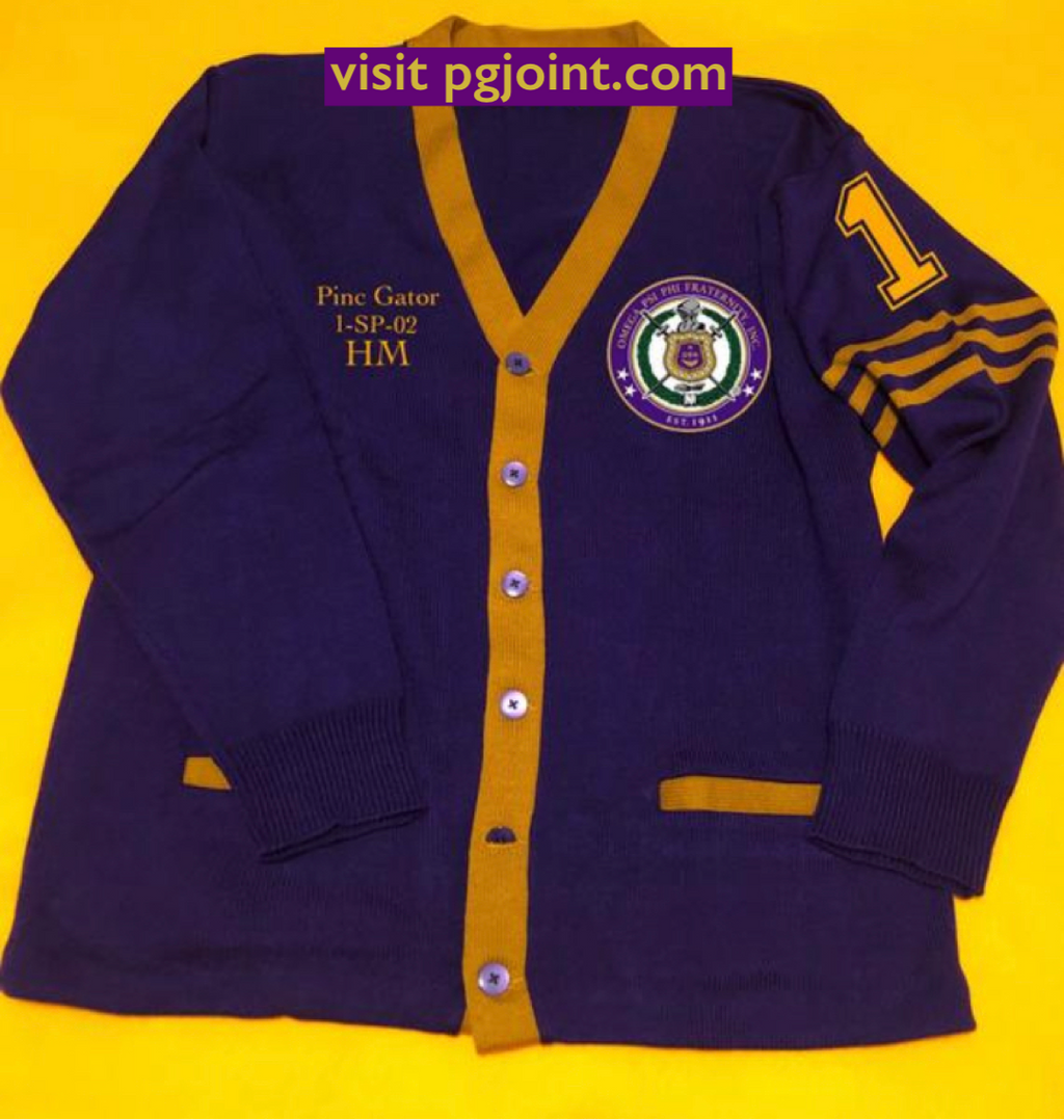 Custom line cardigan for Omega Psi Phi